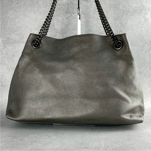 Gucci Metallic Gray Leather Shoulder Bag - Picture 3 of 11